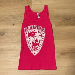 FT. Meters Florida Beach Pink Ribbed Tank Top Small Bella